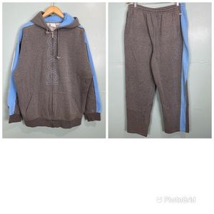 Coogi Sweat Pants & Hoodie Track Suit Sz XXL Gray Blue